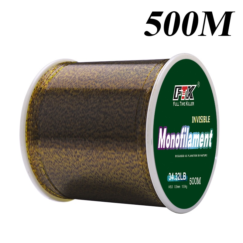 Ftk 100m / 300m / 500m dây câu nylon đốm sợi monofilament dây câu cá màu vàng