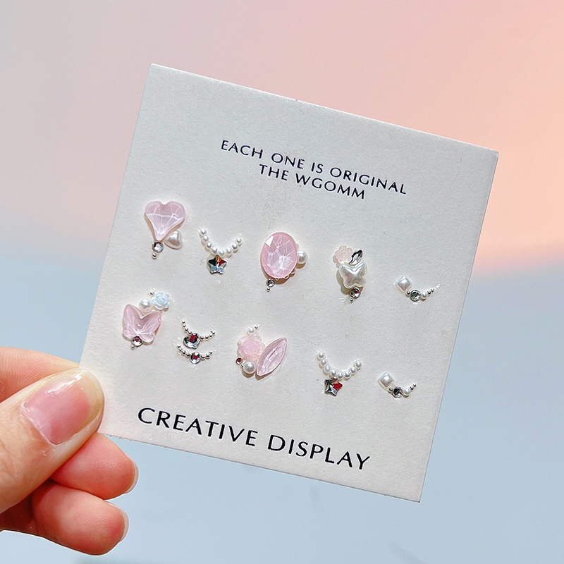 Sharp-bộ Vật Liệu Móng Tay Phẳng Siêu Nhấp Nháy Hình Chú Khỉ Nhỏ Cùng Trang Sức Bướm Tình Yêu Mũi Khoan Phẳng Chất