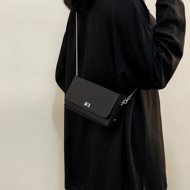 Túi Đeo Chéo Hình Vuông Nhỏ Màu Trơn Phong Cách Hàn Quốc Dễ Phối Đồ Thời Trang Cho Nữ