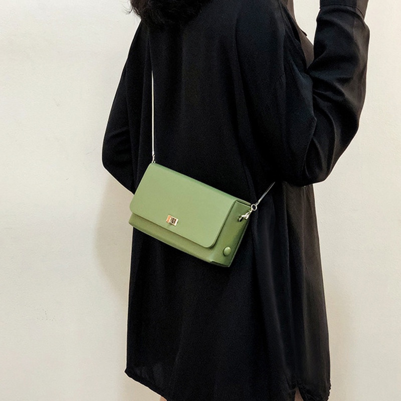 Túi Đeo Chéo Hình Vuông Nhỏ Màu Trơn Phong Cách Hàn Quốc Dễ Phối Đồ Thời Trang Cho Nữ