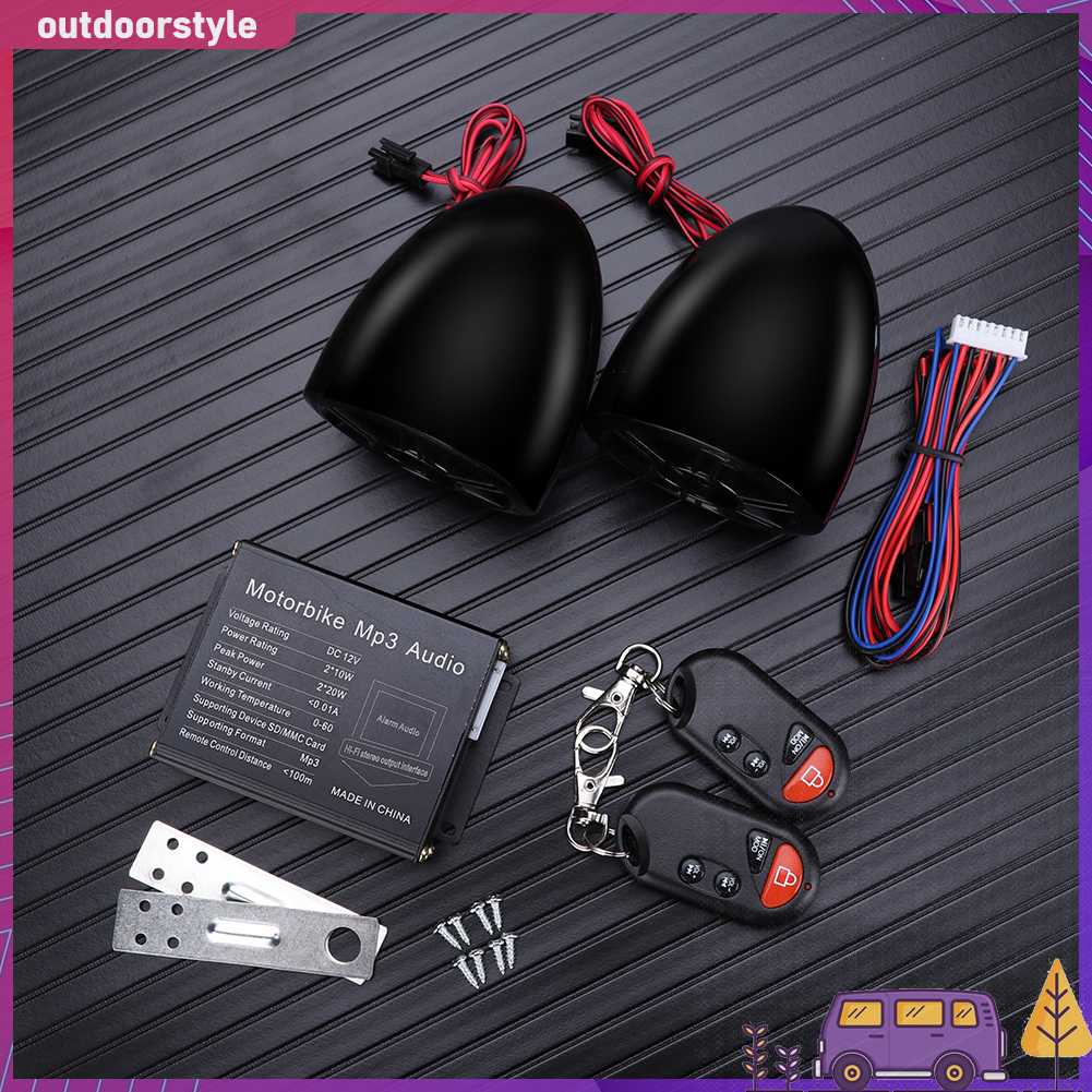 Bộ Loa Khuếch Đại Âm Thanh Mp3 Fm Radio Bluetooth Điều Khiển Từ Xa Cho Xe Máy