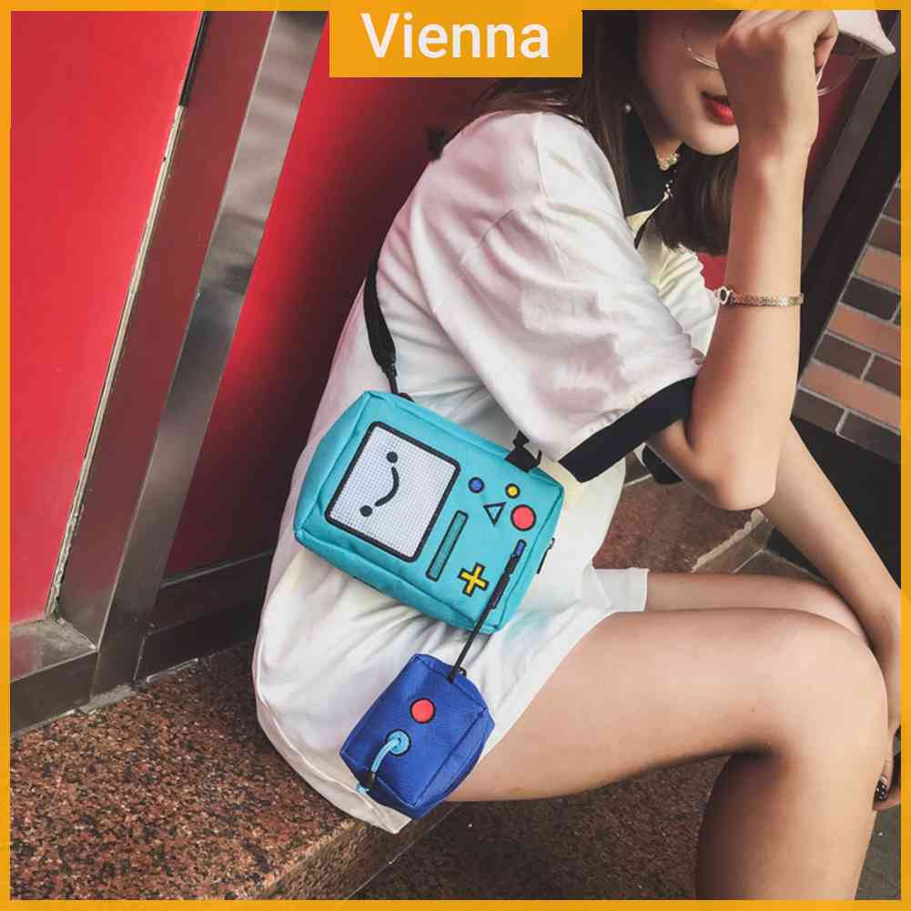 Túi Đeo Chéo Vải Bố Mini In Hình Robot Thời Trang Cho Nữ