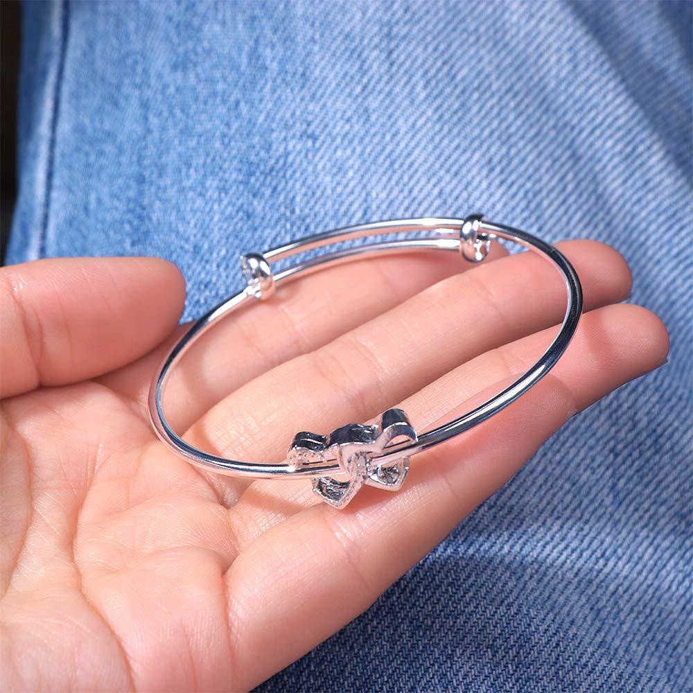 Vòng Tay Trang Sức Mặt Hình Trái Tim Đôi Đơn Giản Phong Cách Retro Thời Trang Dành Cho Nữ