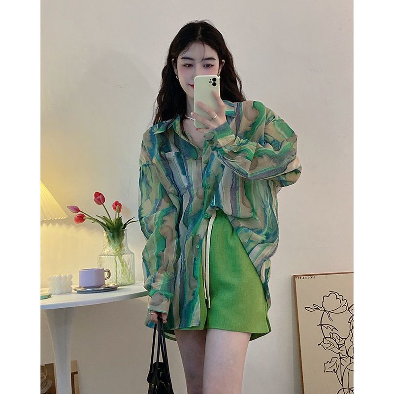 Jiashucheng Áo Sơ Mi Tay Dài Nhuộm Màu Chống Nắng Phong Cách Thời Trang Mùa Thu Mới 2023