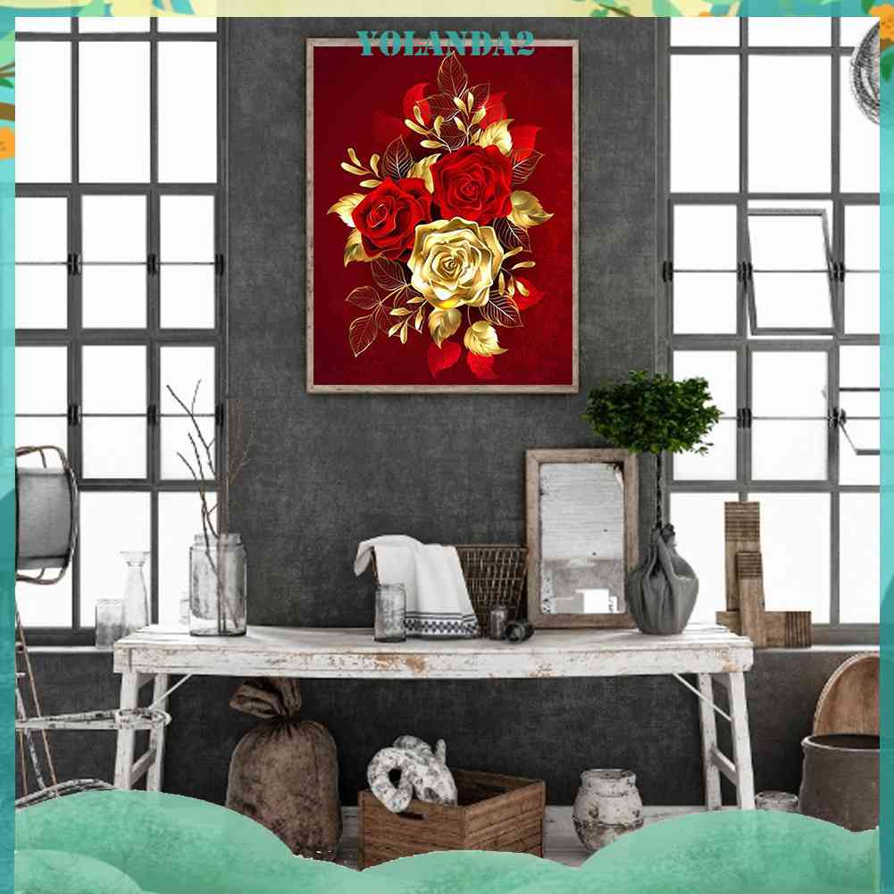 Tranh Đính Đá Kim Cương Toàn Bộ 5D DIY Hình Vẽ Hoa Trang Trí Nhà Cửa