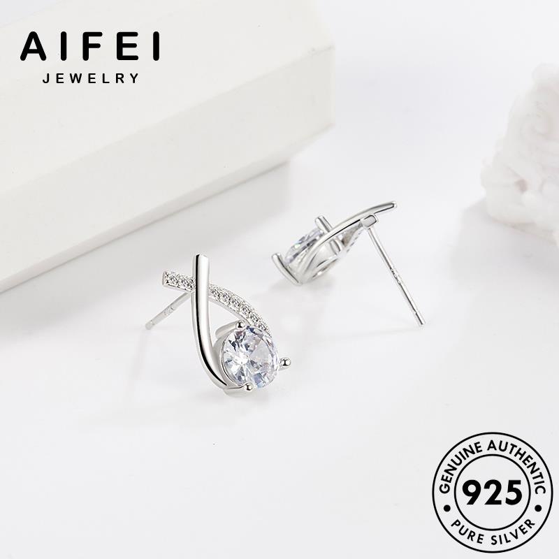 AIFEI JEWELRY quốc thật sức tai tròn giảm loại nữ bông 925 nhiệt Thời khuyên hàn trang kiện tua thời xỏ nguyên bản độ bạc aquamarine vàng phụ vành E177