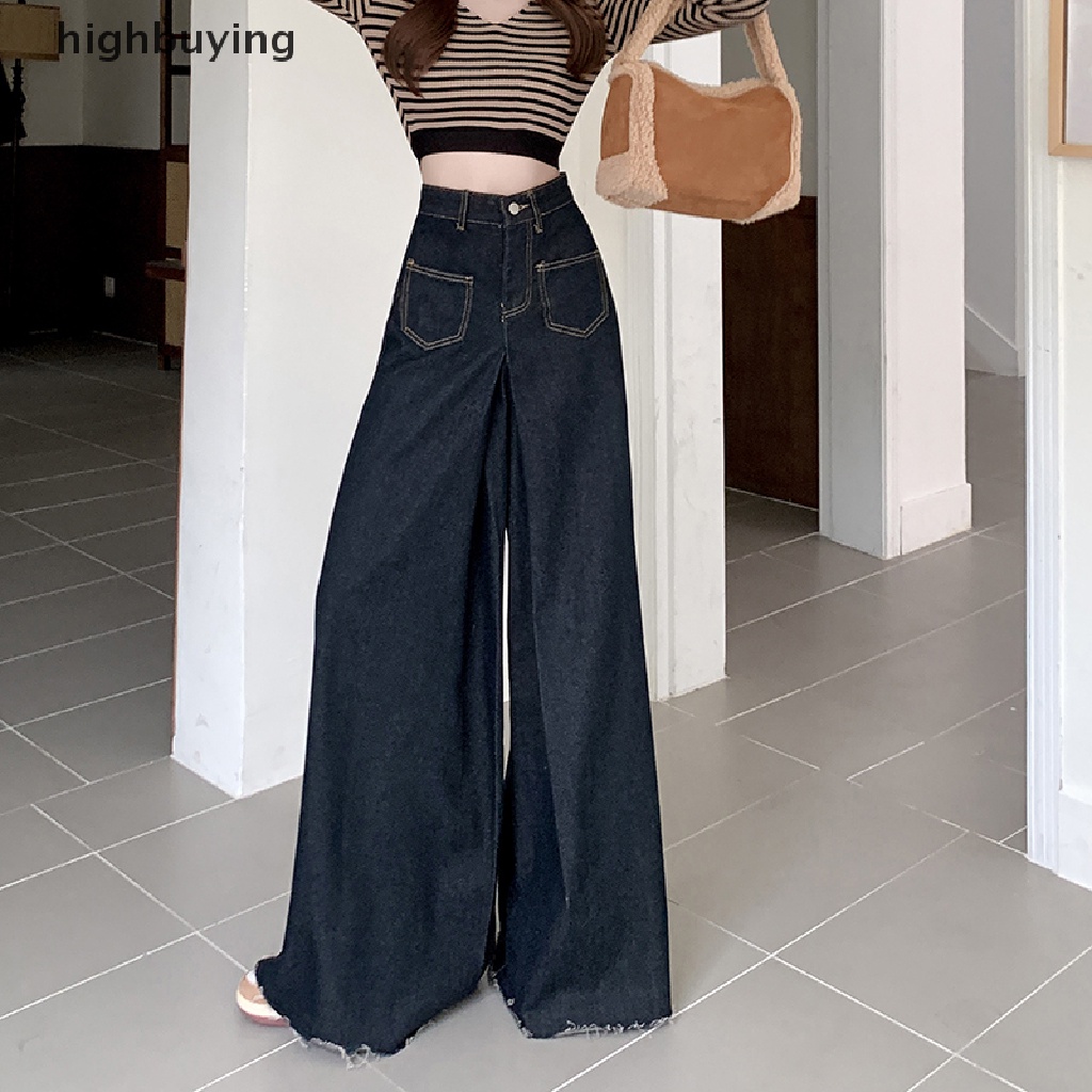 Quần Jeans Dài Ống Rộng Thời Trang Đường Phố Cá Tính Cho Nữ