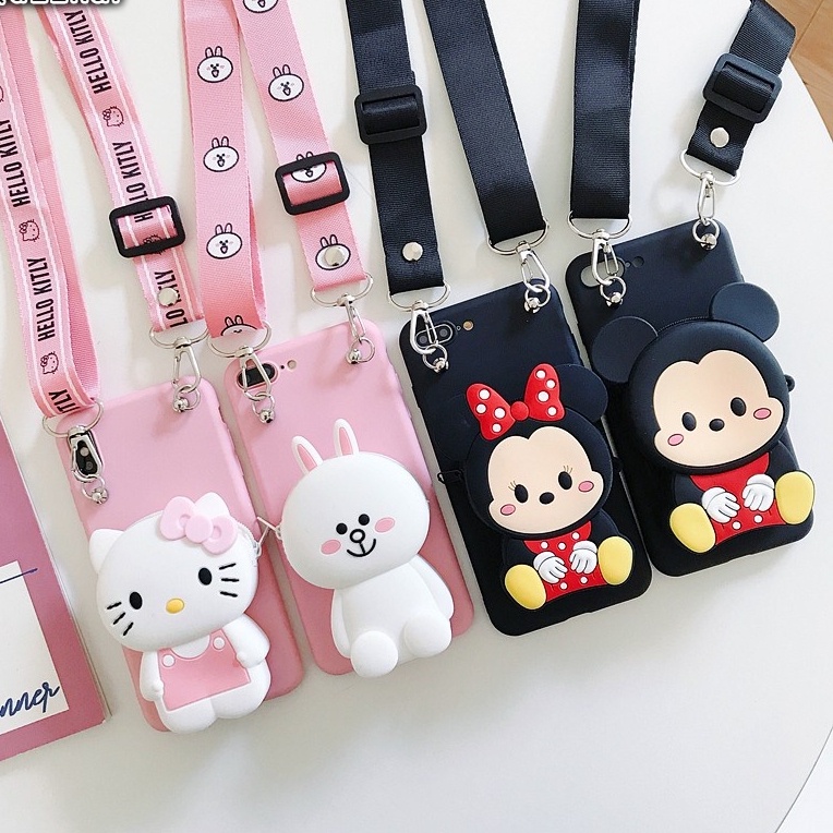 DISNEY Ốp Điện Thoại Dẻo Kèm Ví & Dây Đeo Cho OPPO A96 A78 A97 A16K Reno 8 Pro 5G A57 A77 2022 F21 Pro Reno 7 4G