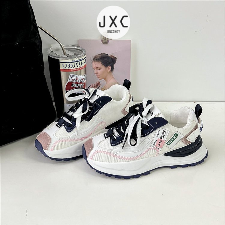 Giày Thể Thao Mũi Tròn Cột Dây Thoáng Khí Trọng Lượng Nhẹ Thời Trang Ulzzang