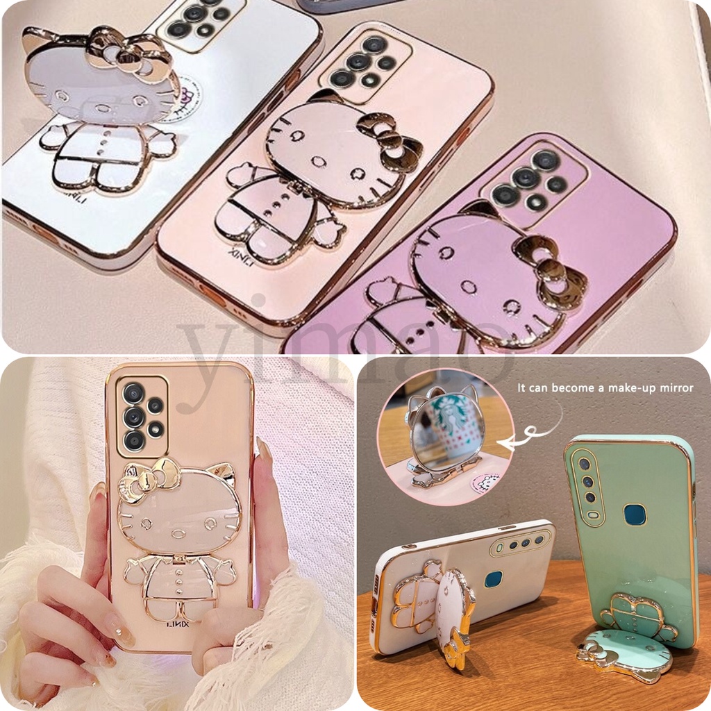 Ốp Điện Thoại Mềm Có Giá Đỡ & Gương 3D Cho Vivo 1916 1928 1901 1902 1903 1904 1906 1915 1933 1818 1819