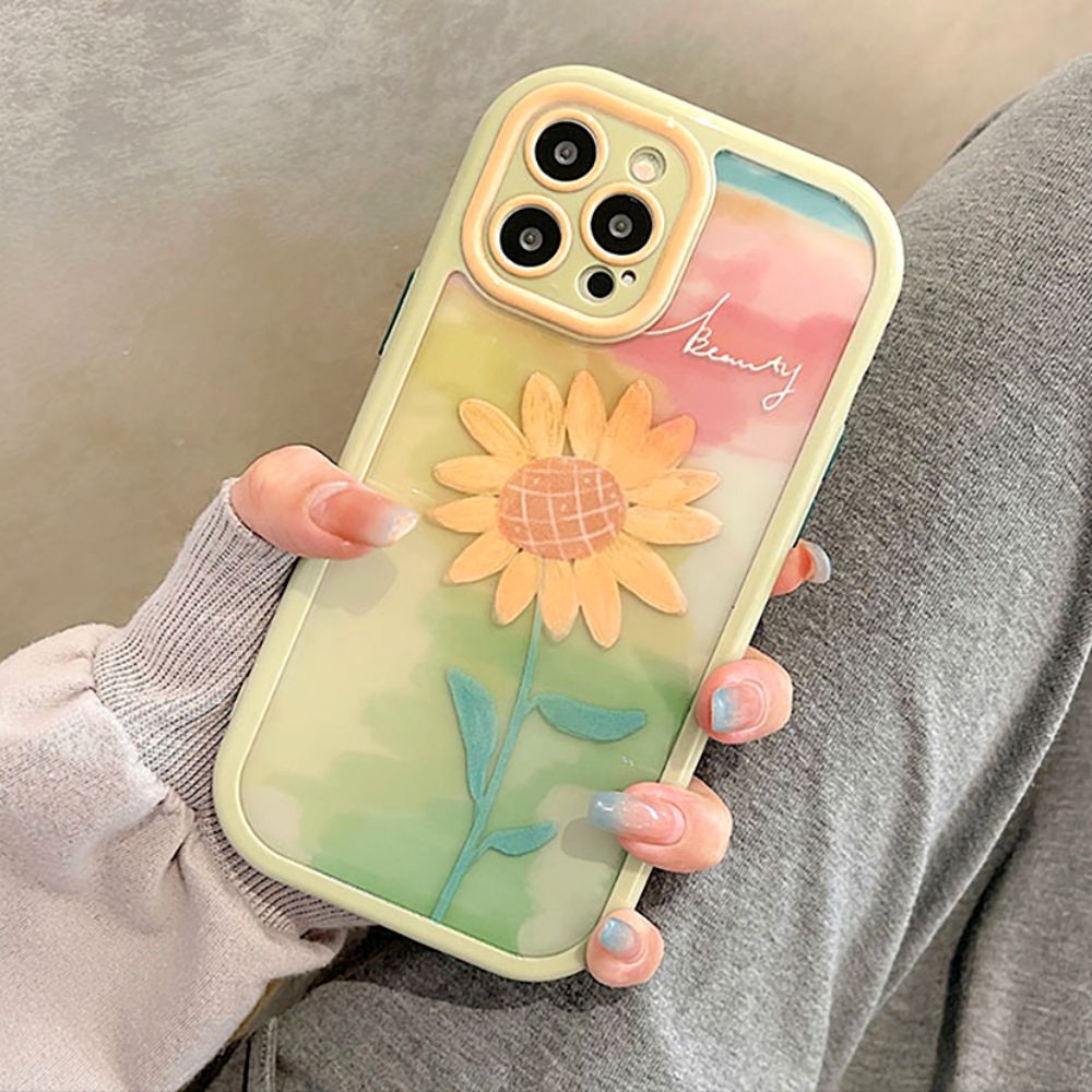 Ốp Điện Thoại TPU Mềm Chống Sốc Họa Tiết Hoa Hướng Dương Cho IPhone 11 12 13 14 Pro Max XR XS Max