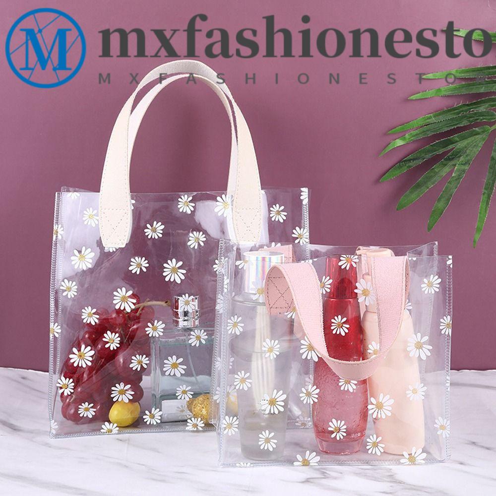 Túi Đựng Son Môi / Đồ Trang Điểm Bằng PVC Trong Suốt Sức Chứa Lớn In Họa Tiết Hoa Cúc Xinh Xắn Tiện Dụng Cho Nữ