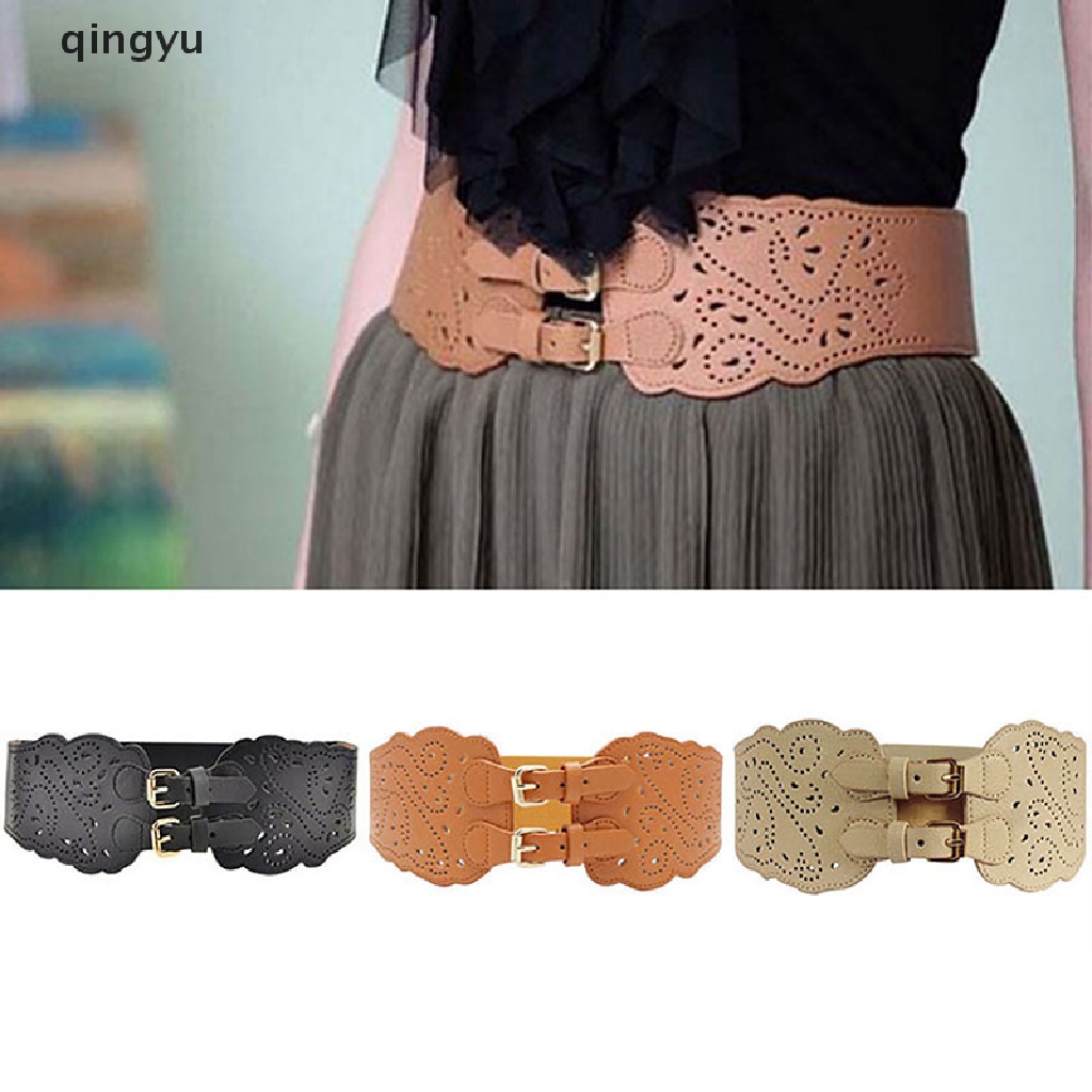 Thắt Lưng Bản Rộng Co Giãn Hai Khóa Cài Thời Trang Cho Nữ