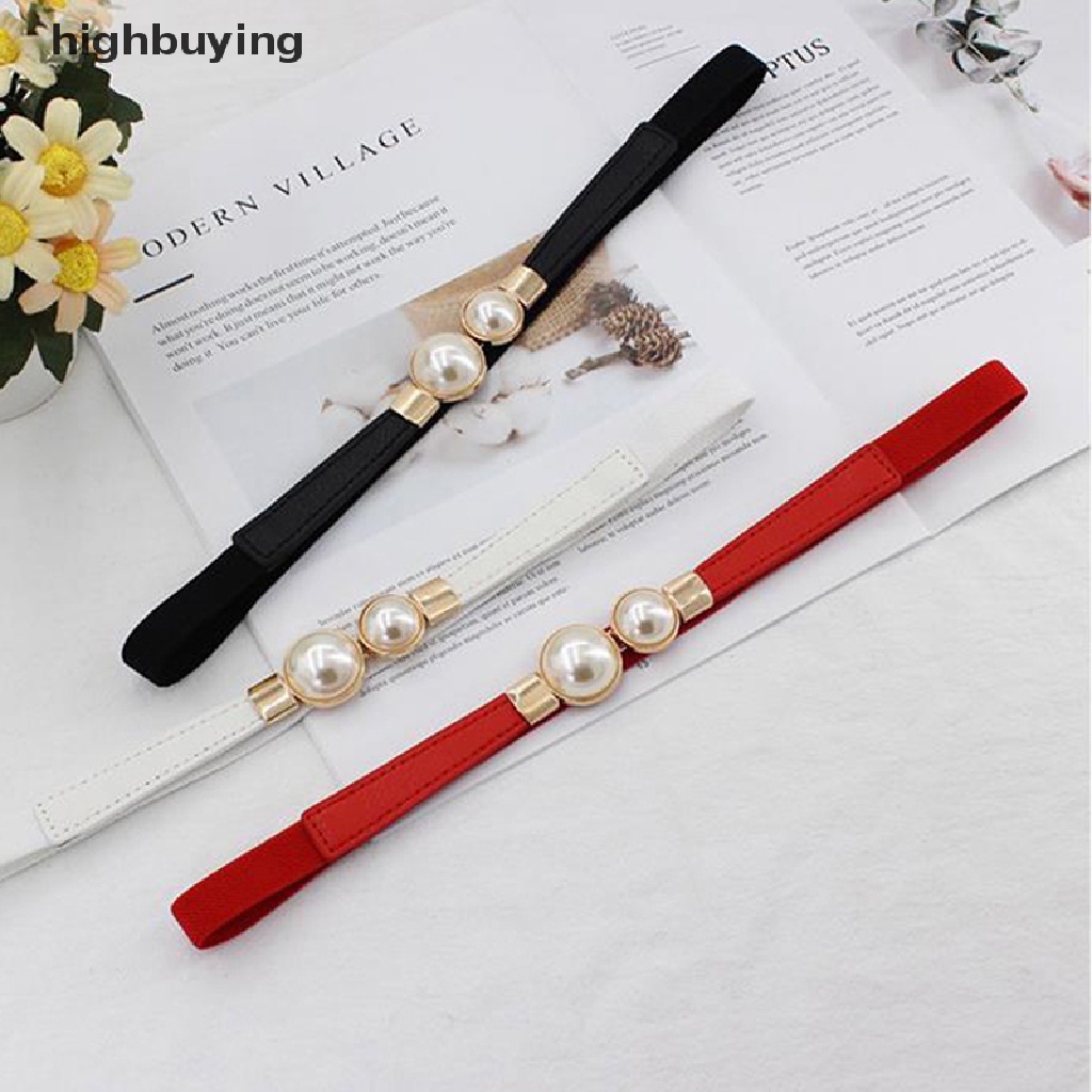 Thắt Lưng Da PU Đính Hạt Ngọc Trai Thời Trang Cho Nữ