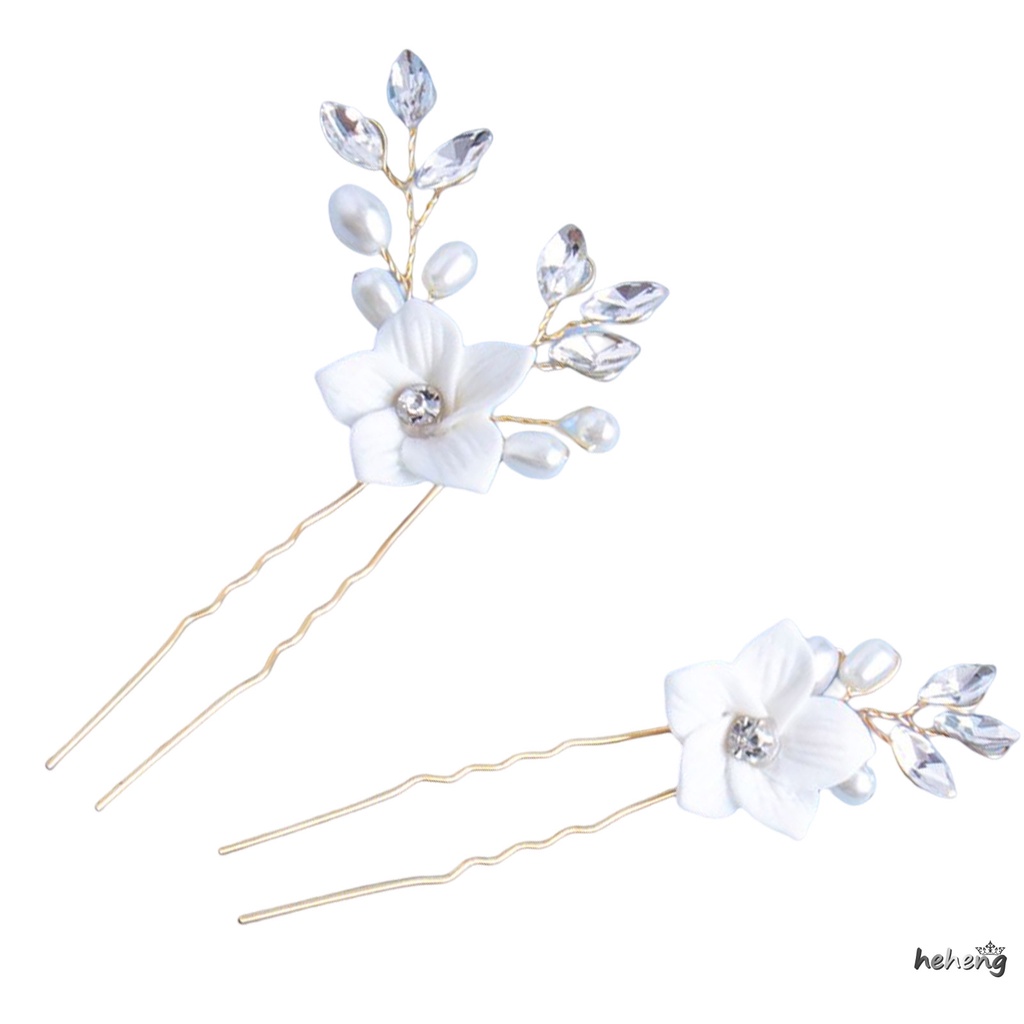 Trâm Cài Tóc Hình Hoa Đính Ngọc Trai Giả Thanh Lịch Cho Cô Dâu