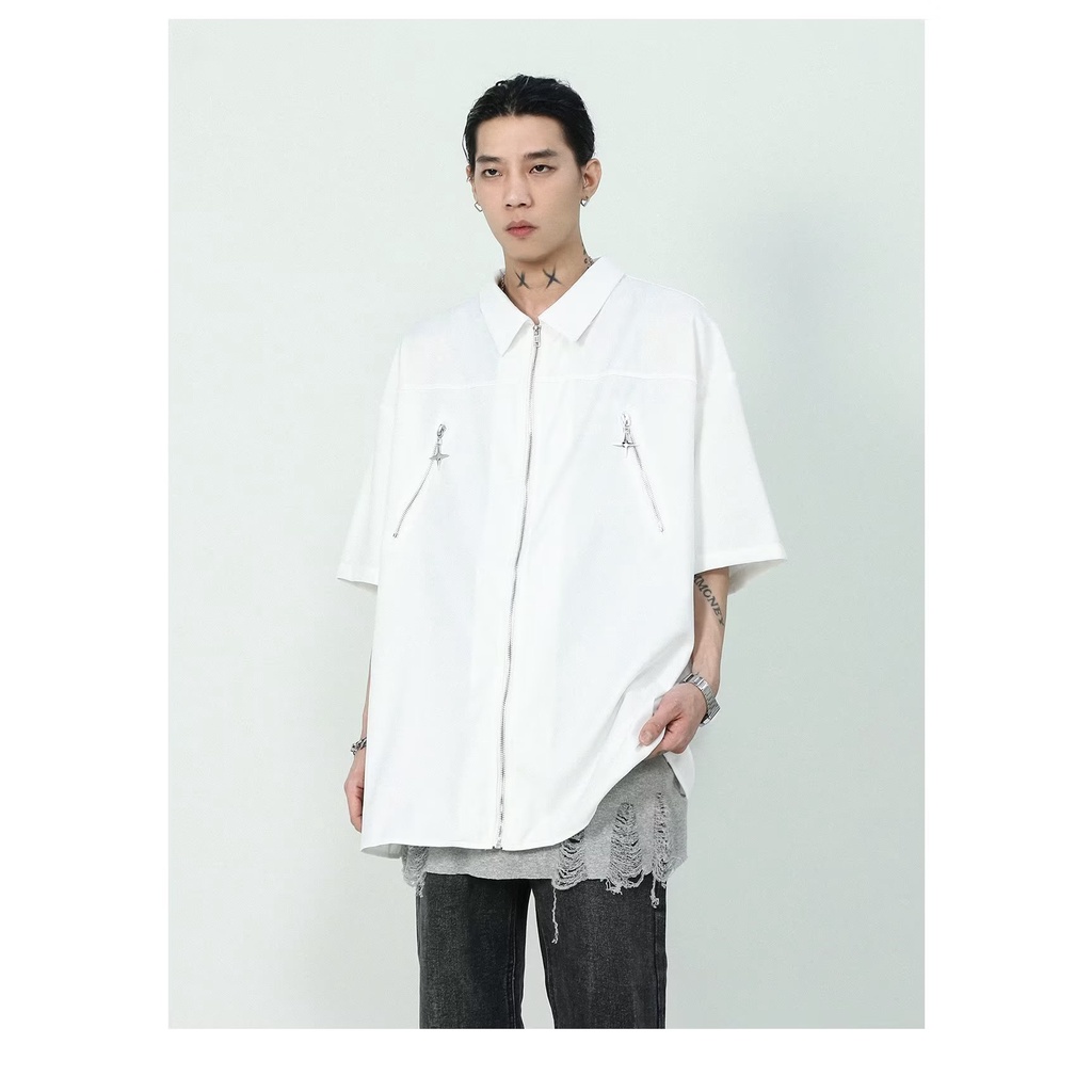 Áo Sơ Mi Tay Ngắn Dáng Rộng Màu Trơn Phong Cách Nhật Bản Thời Trang Mùa Hè Hàng Mới Dành Cho Bạn Nam
