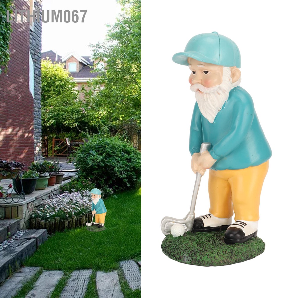 Lithium067 Golfer Vườn Gnome Tinh Tế Hình Ảnh Sống Động Chống Thời Tiết Chơi Golf Tượng Trang Trí Cho Bãi Cỏ Phong Cảnh