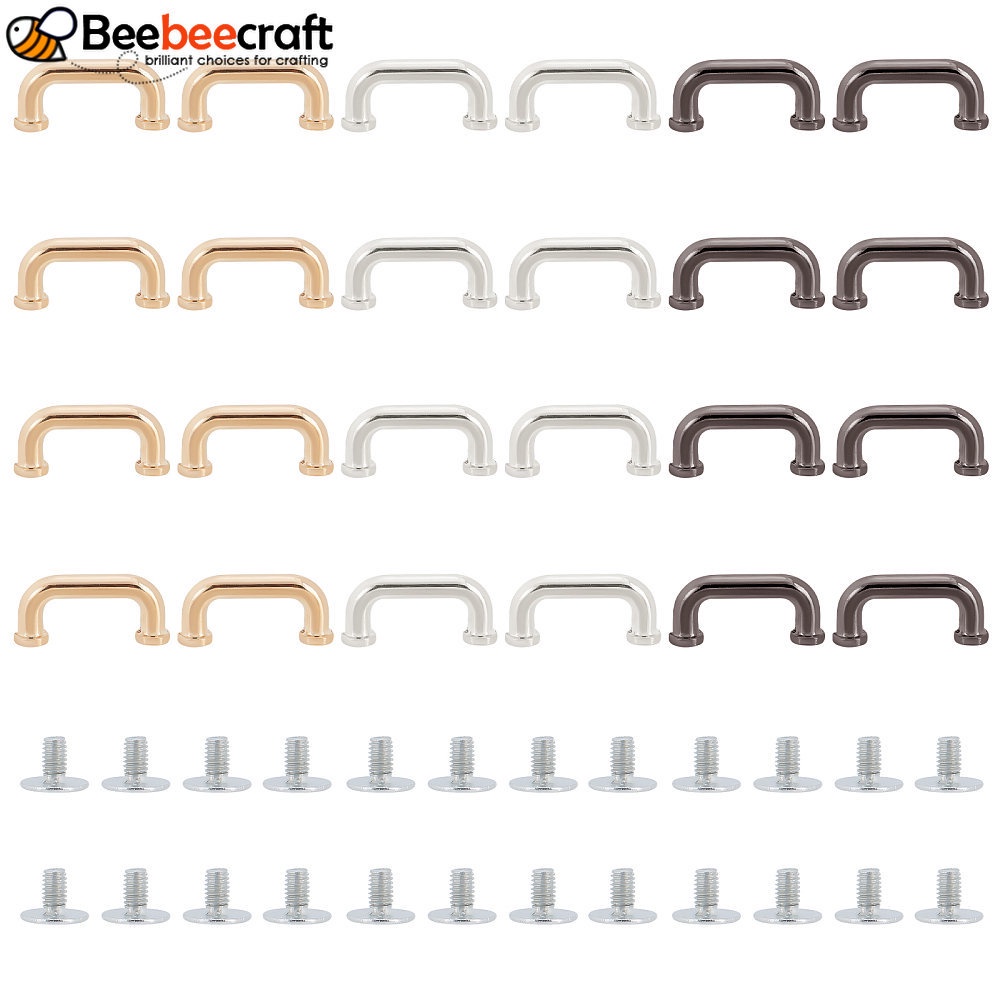 1 Hộp 24 Vòng Khóa Chữ D Bằng Kim Loại 3 Màu Kích Thước 15x32mm Cho Túi Xách Da