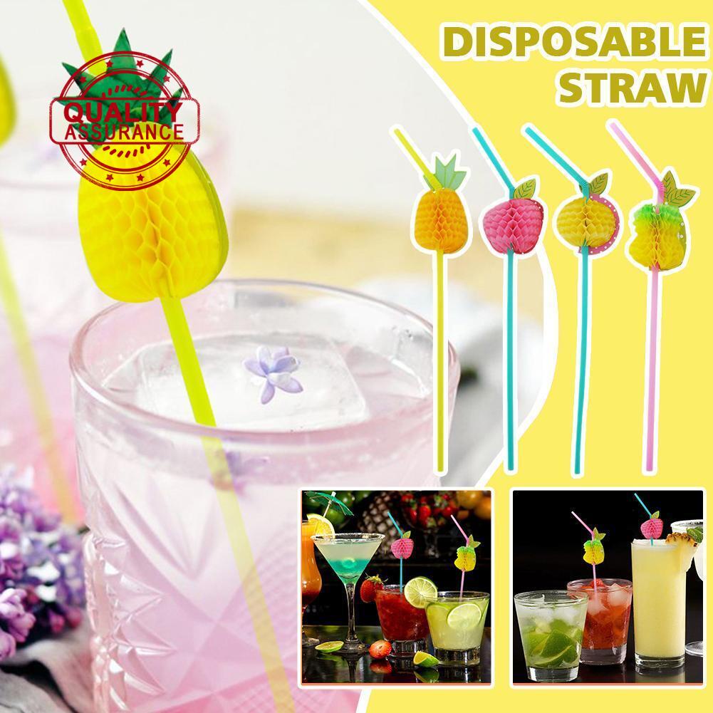 Set 10 / 12 Ống Hút A3W6 N0Z1 Hình Trái Cây 3D Độc Đáo