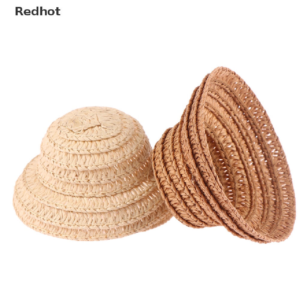 &lt; Redhot &gt; Nón Rơm Thủ Công Mini Trang Trí Nhà Búp Bê