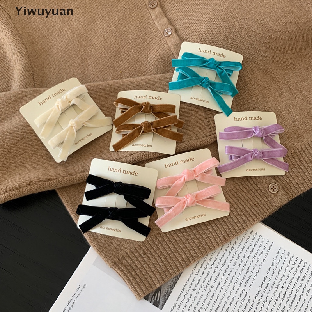&lt; Yiwuyuan &gt; Kẹp Tóc Hình Nơ Bằng Nhung Phong Cách Vintage Cho Nữ Giảm Giá