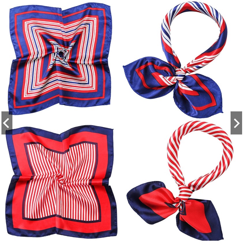 Khăn vuông chất liệu lụa Satin phong cách vintage thời trang