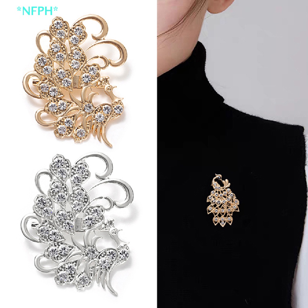 Ghim Cài Áo Hình Chim Công Đính Đá Nhân Tạo Thời Trang Mới