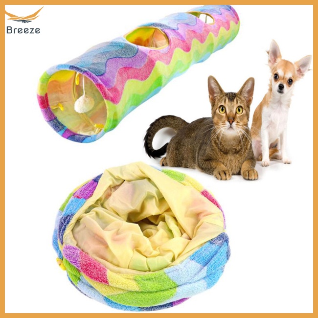 Đường Hầm Dài Thẳng Bằng Lông Nhung Chống Trầy Xước Có Thể Gập Lại Cho Mèo