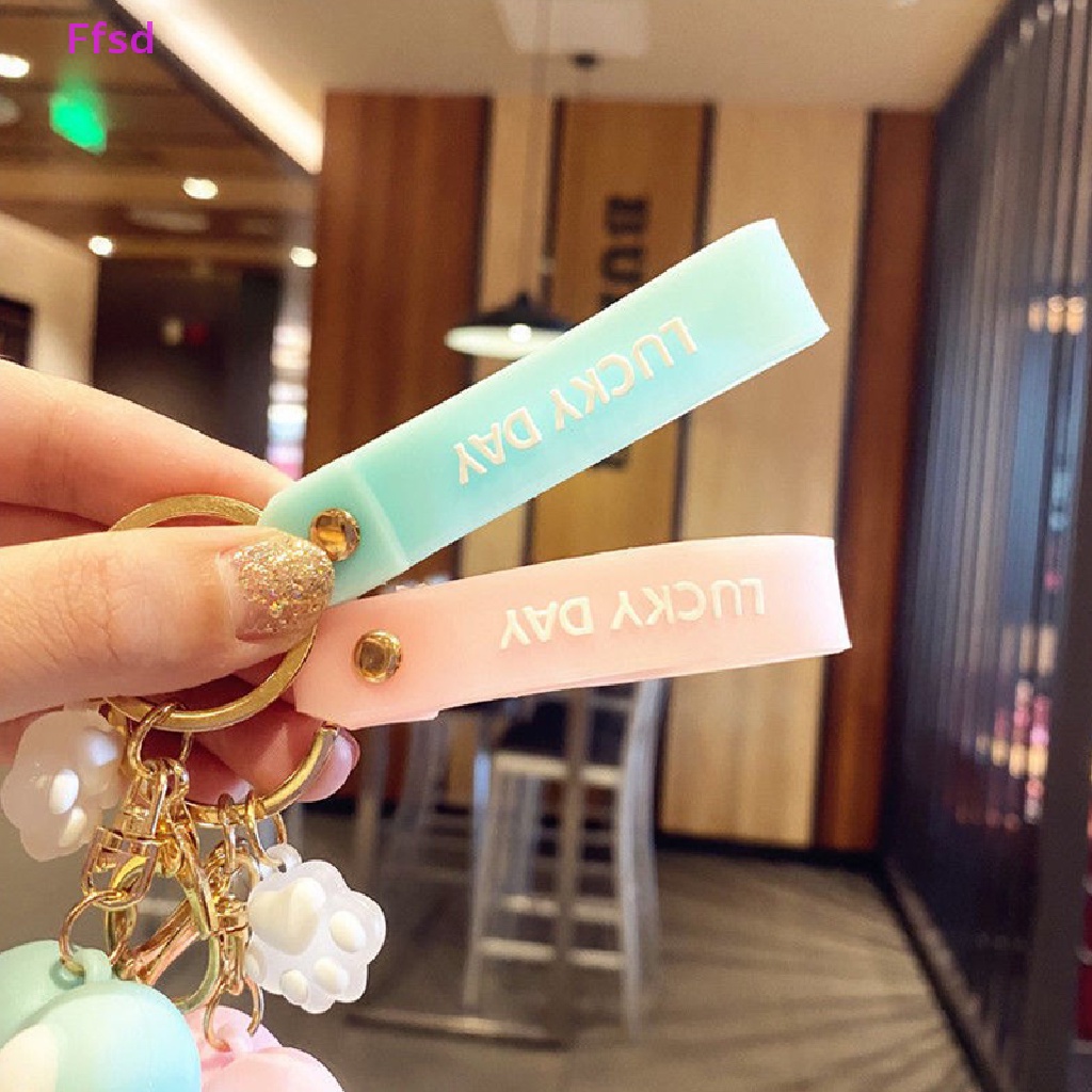 {Ffsd} Móc Chìa Khóa Xe Hơi / Ba Lô Bằng Cao Su Pvc Mềm Hình Chân Mèo Hoạt Hình Chống Thất Lạc * Bán Chạy