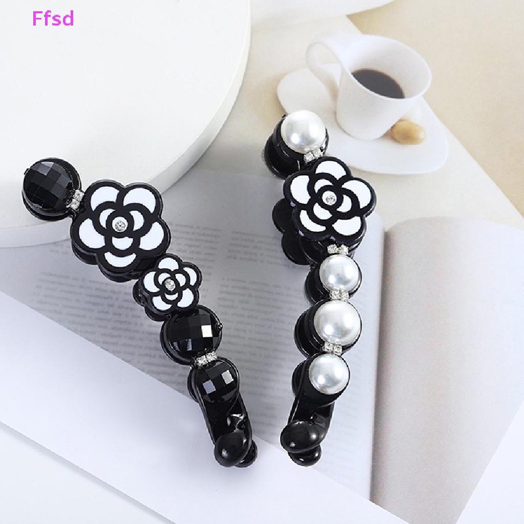 1 Kẹp Tóc Đuôi Ngựa Đính Hoa Trà Và Ngọc Trai Thanh Lịch Cho Nữ