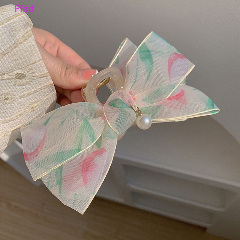 Kẹp Tóc Lưới Hình Nơ / Cá Mập Trong Suốt Thanh Lịch Cho Nữ