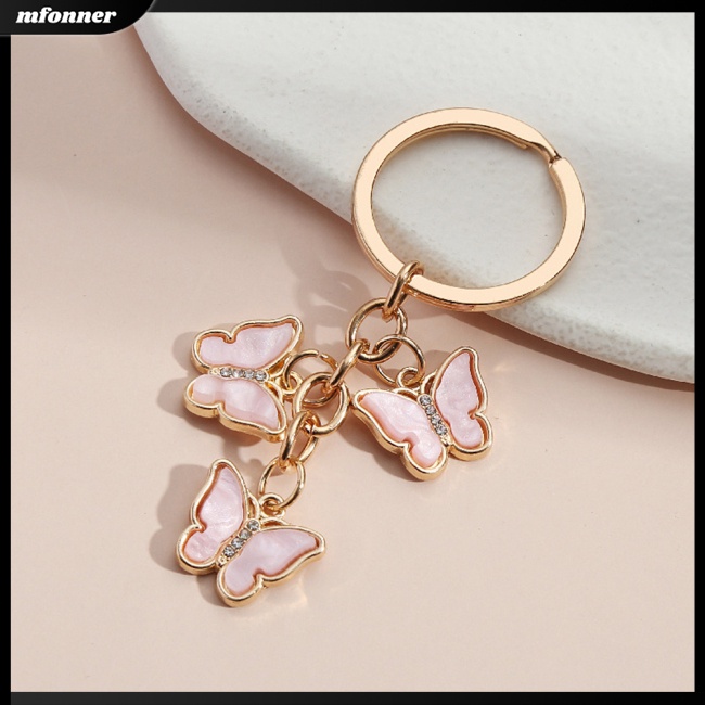 Móc Khóa Hình Bướm Đính Đá Nhiều Màu Sắc Dễ Thương