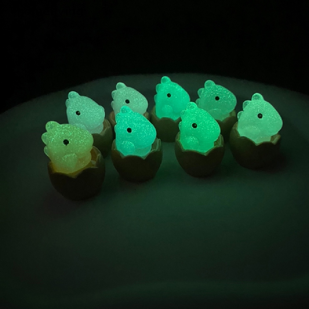 Bộ 2 Mô Hình Khủng Long Hoạt Hình Mini Bằng Nhựa Resin Dạ Quang Trang Trí Nhà Cửa / Xe Hơi