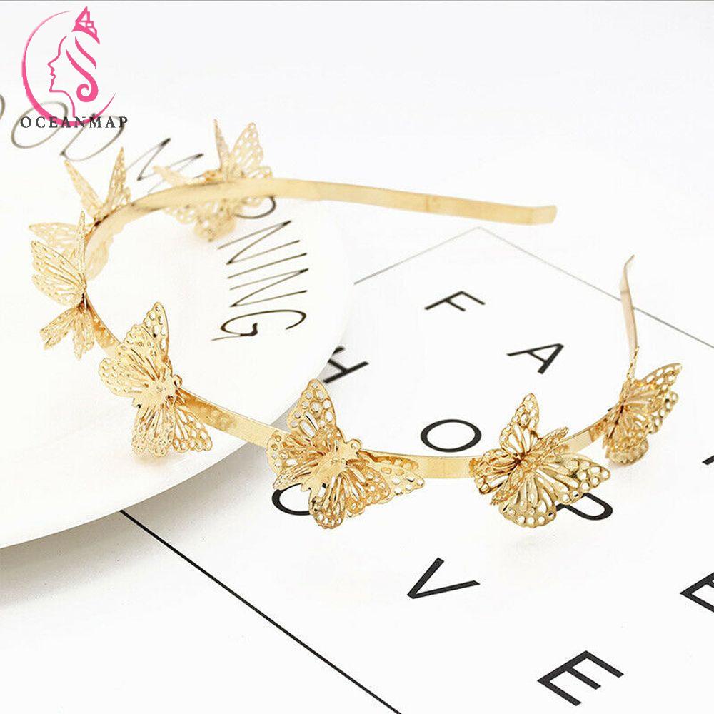 BUTTERFLY Băng Đô Cài Tóc Hình Chiếc Lá Bằng Hợp Kim Cho Nữ