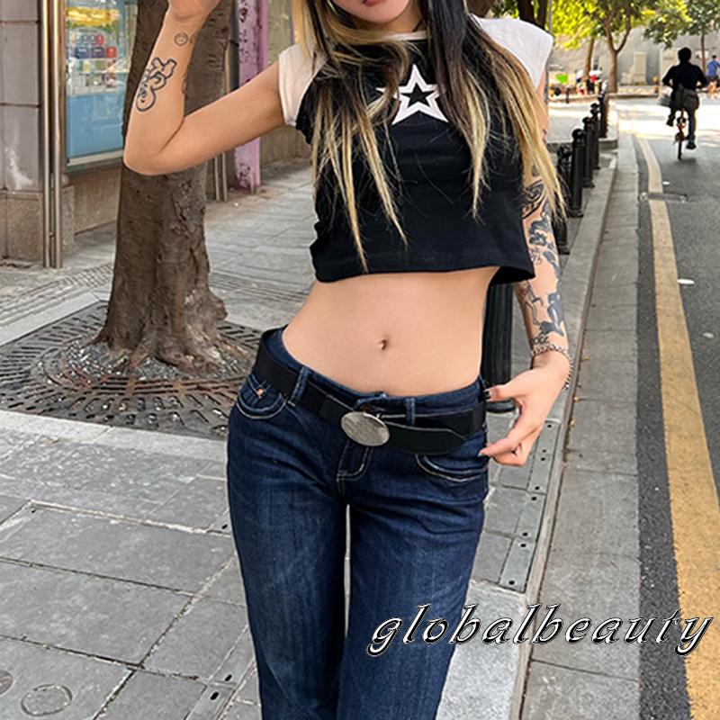 Áo Thun Tay Ngắn Raglan Màu Đen In Họa Tiết Ngôi Sao Cơ Bản Thời Trang Mùa Hè Dành Cho Bạn Nữ