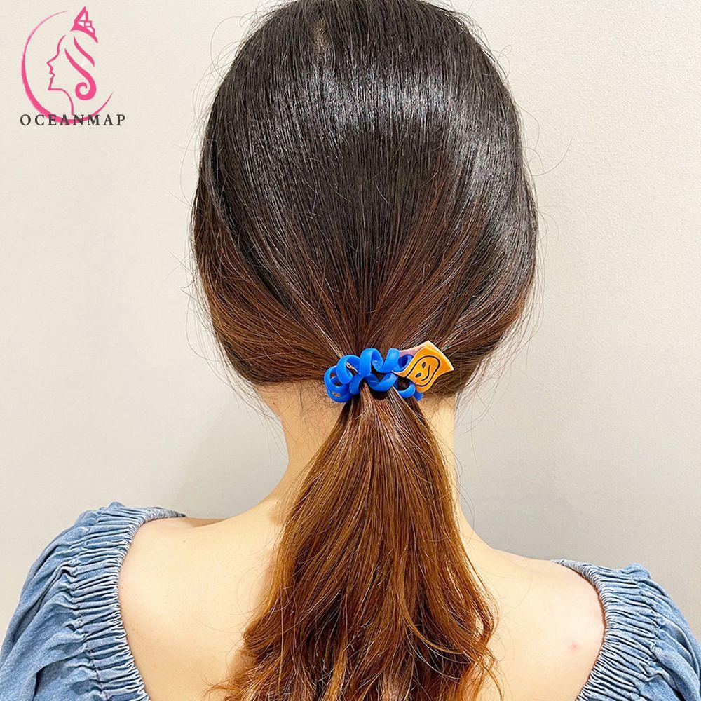 [Hàng mới về] Thun buộc tóc co giãn hình mặt cười màu dạ quang phong cách hàn quốc cho nữ