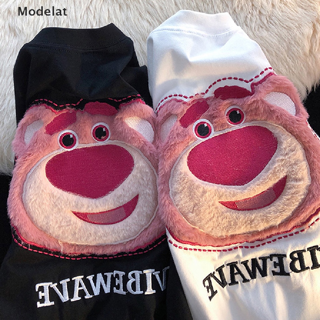 Áo Thun Nữ Ngắn Tay In Hình Gấu Và Dâu Tây Phong Cách Hàn Quốc Mới