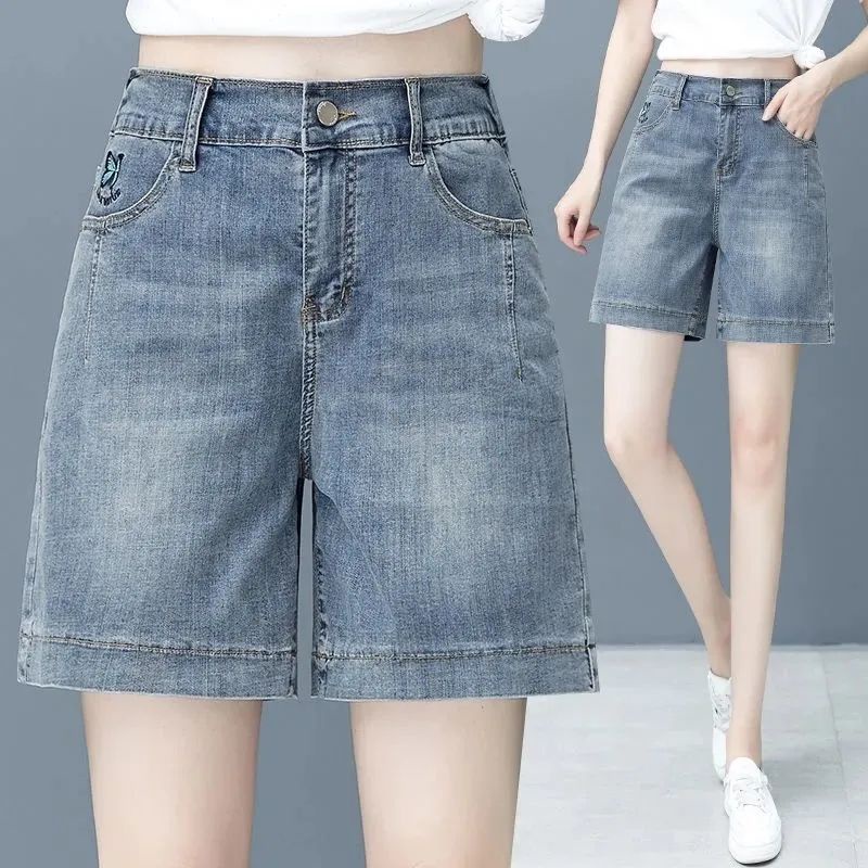 Quần Short denim Lưng Cao Dáng Rộng Thời Trang Mùa Hè 2023 Cho Nữ