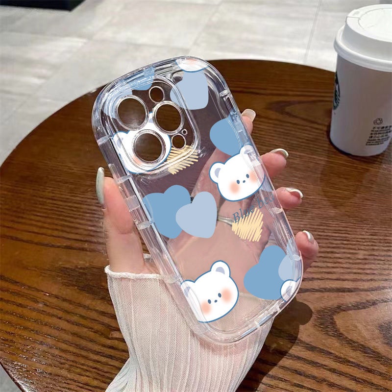 ✅Ốp Điện Thoại Mềm Chống Sốc Hình Gấu Màu Xanh Dương Cho Iphone xs 13 8p 14711 promax12xr Love / 7CCZ