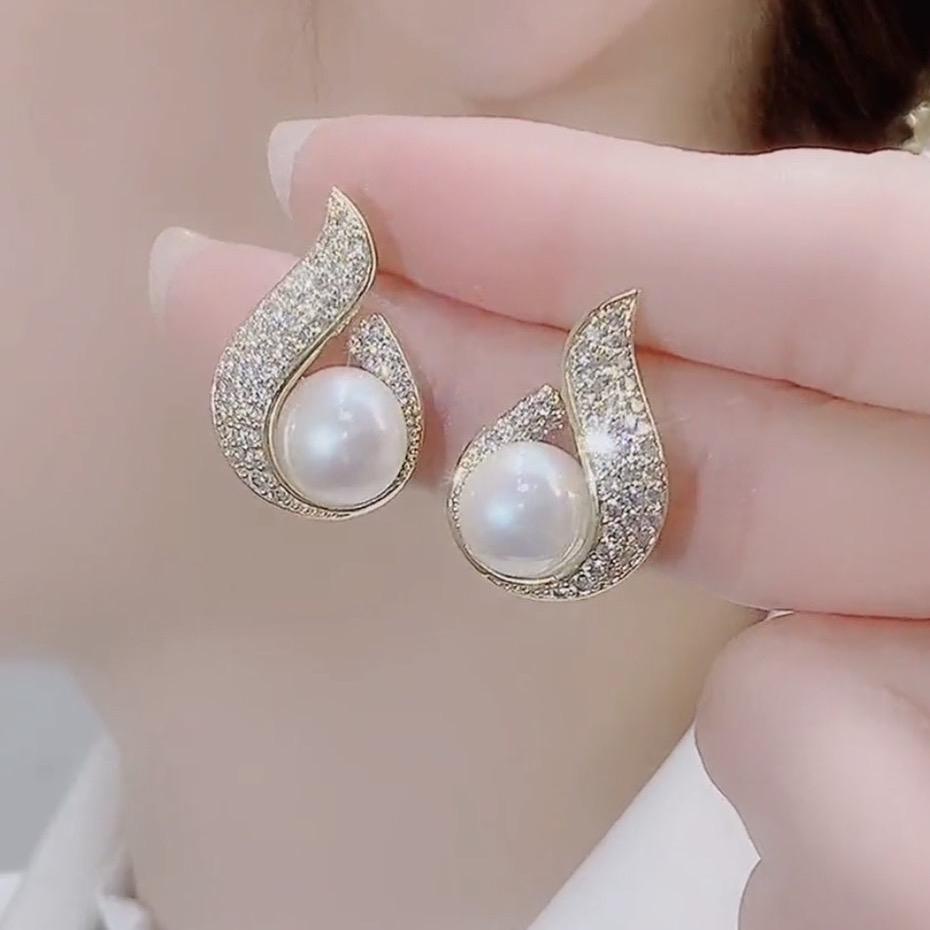 hoa tai xoắn ốc sang chảnh , khuyên tai phong cách hàn quốc Thanh lịch Lớp phủ kim loại