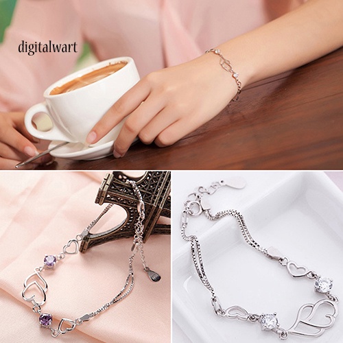 Kỹ Thuật Số| Vòng Tay Mạ BạC 925 ĐíNh Đá HìNh Tim Xinh XắN