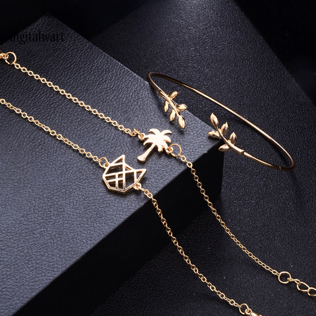 Kỹ Thuật Số| Bộ 3 Vòng Tay Hình Lá Dừa Sáng Tạo Có Thể Điều Chỉnh