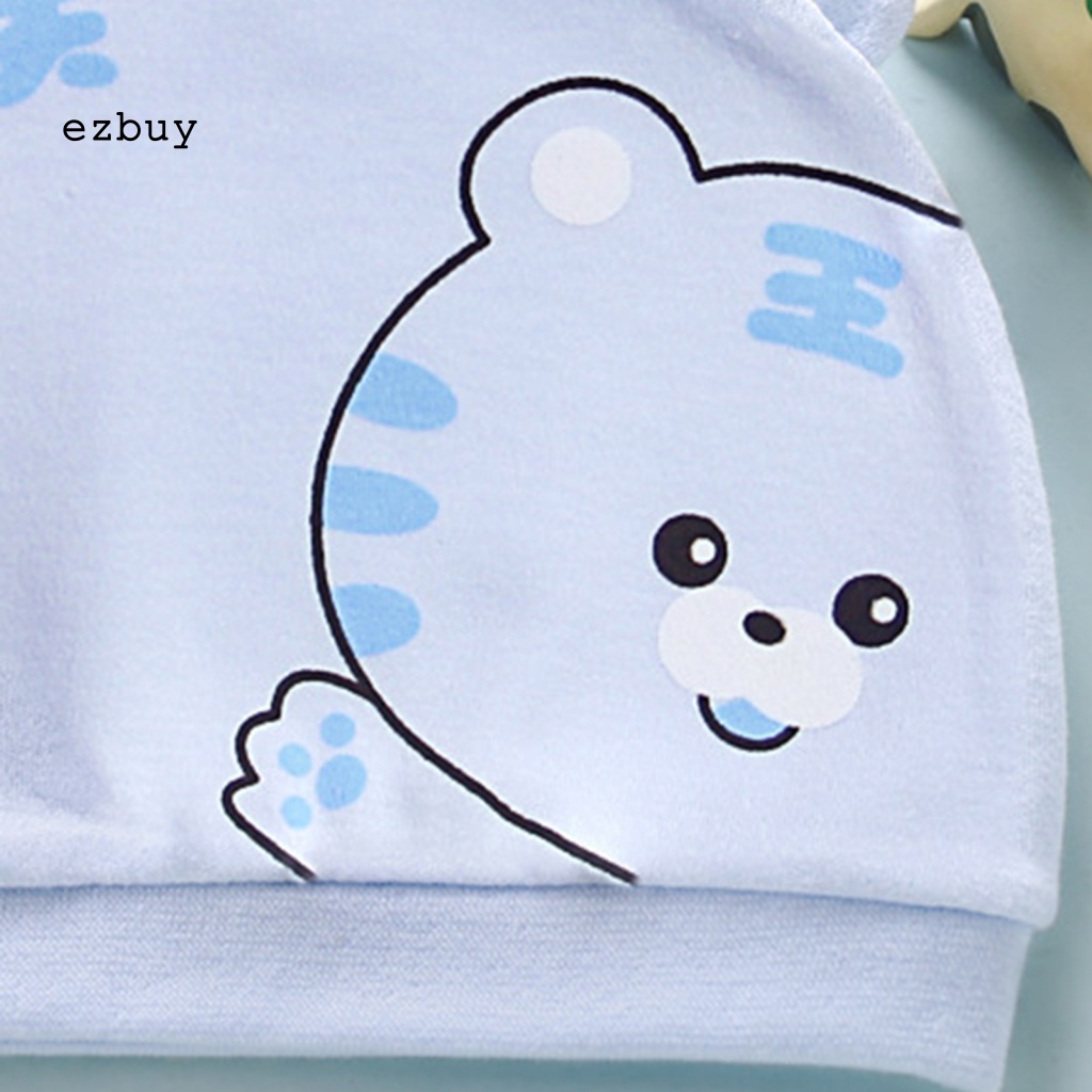 Set 2 Mũ Beanie Cotton Thoáng Khí Thoải Mái Họa Tiết Hoạt Hình Cho Bé Sơ Sinh