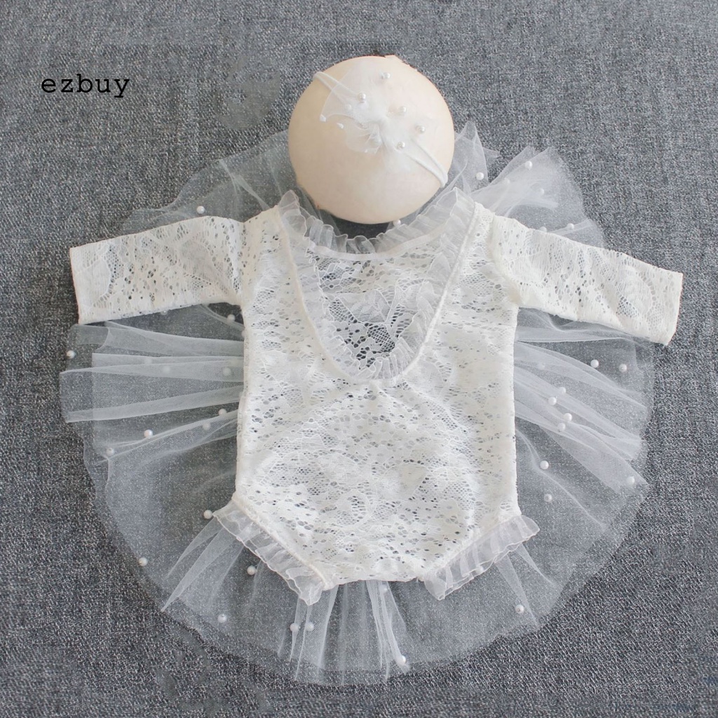 1 Bộ Trang Phục Vải Cotton Phối Ren Thanh Lịch Dùng Chụp Ảnh Cho Bé Sơ Sinh