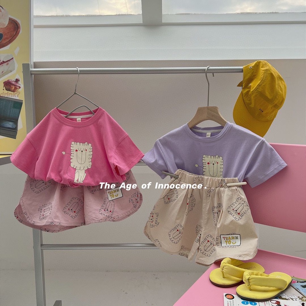 Áo Thun Cotton Ngắn Tay In Họa Tiết Dễ Thương Phong Cách Hàn Quốc Thời Trang Mùa Hè Cho Bé Gái