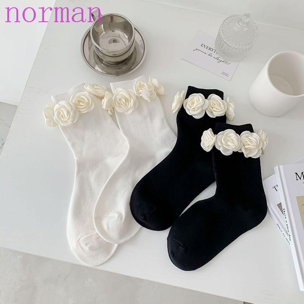 Vớ Cotton Cổ Trung Họa Tiết Hoa Trà Ngọt Ngào Phong Cách Lolita Nhật Bản Cho Nữ