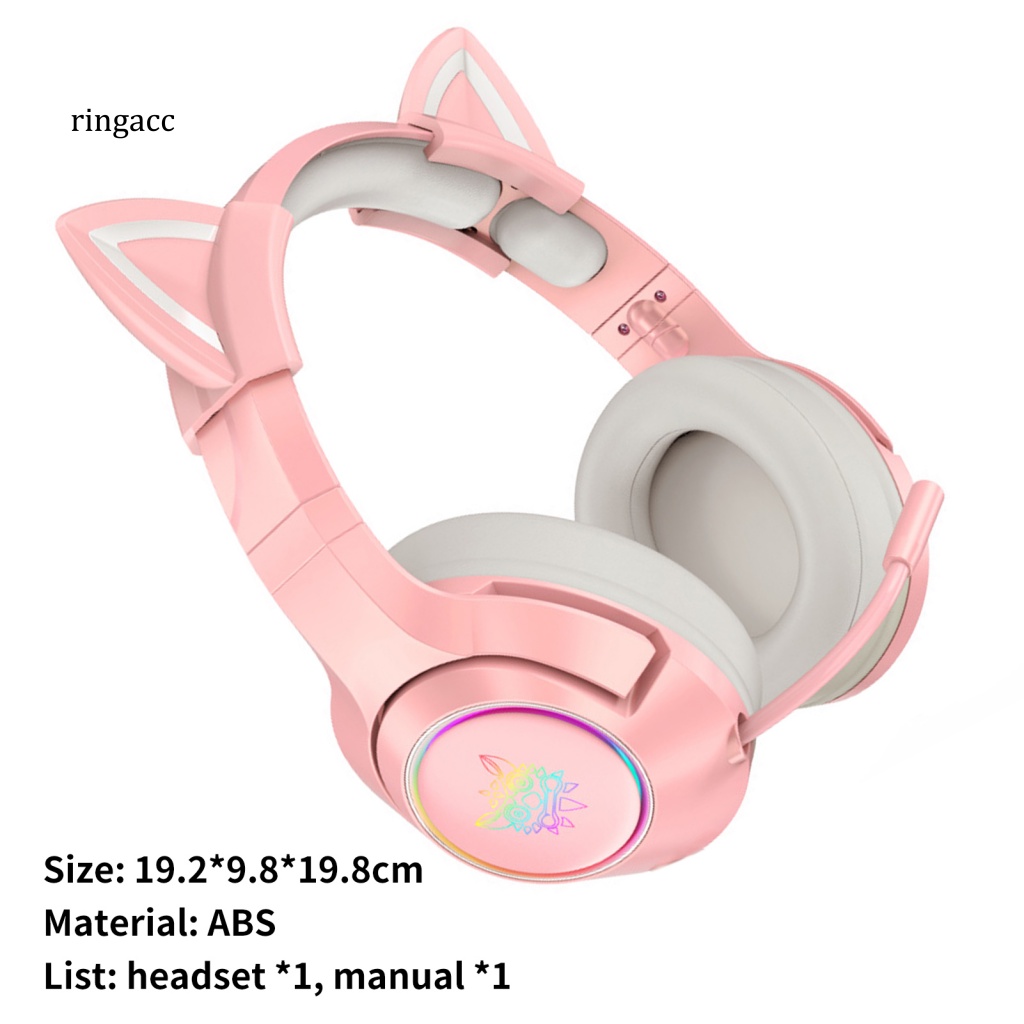 Tai Nghe Chụp Tai Có Micro Jack 3.5mm / USB Hình Tai Mèo Dễ Thương