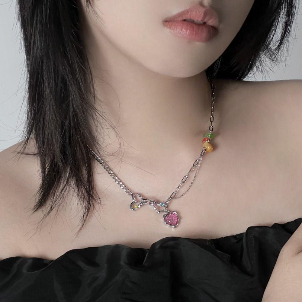 Vòng cổ Thời Trang Daanes Y2K Nhiều Màu|Vòng cổ Mặt Trái Tim Đính Đá Lấp Lánh
