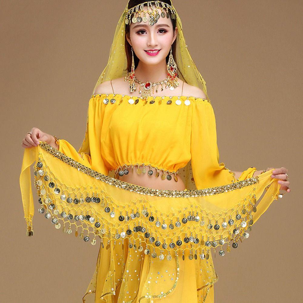 Chân Váy Múa Bụng Phối Tua Rua Đính Kim Sa Lấp Lánh Quyến Rũ