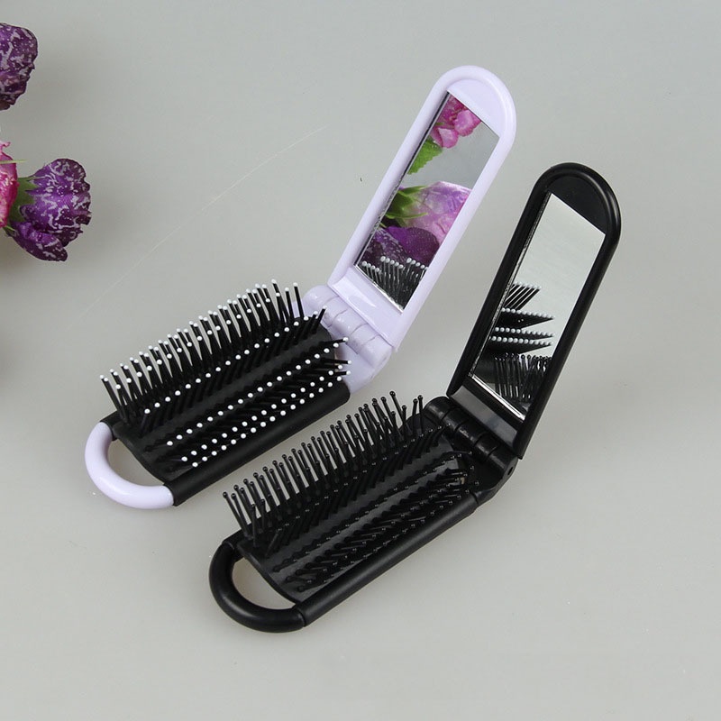 Lược Chải Tóc Massage Da Đầu Thiết Kế Gấp Gọn Có Gương Soi Kích Thước Bỏ Túi Sáng Tạo